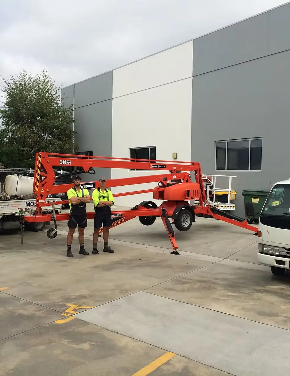 The Mobi-Vac team on site with the truck-mounted vacuum unit
